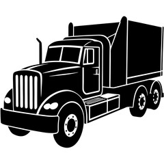 Silhouette of a semi truck