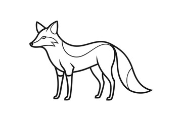 Fototapeta premium Single line fox drawing continuous outline animal illustration isolated on transparent background