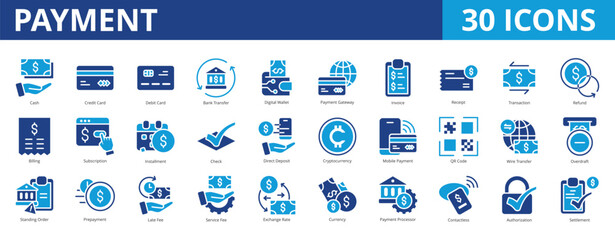 Payment icon pack dual tone collection set for business and finance