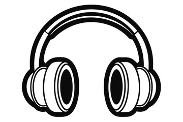 Headphone line art illustration isolated on transparent background for advertisement or banner use