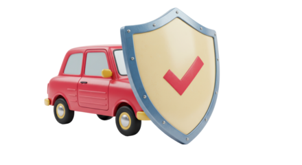 Isolated Car Insurance Concept with Shield
