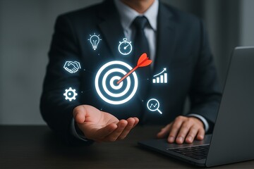 Business Strategy and Goal Setting Visualization with Digital Interface