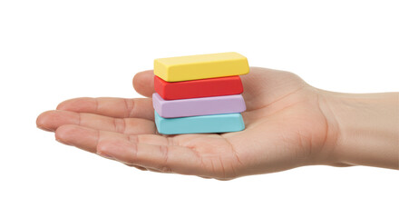 Isolated Hand Holding Colorful Blocks