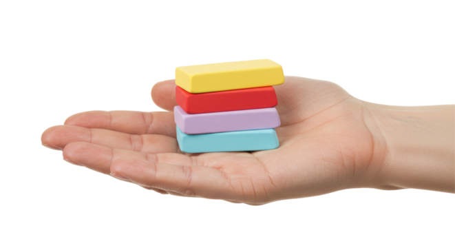 Isolated Hand Holding Colorful Blocks - Powered by Adobe