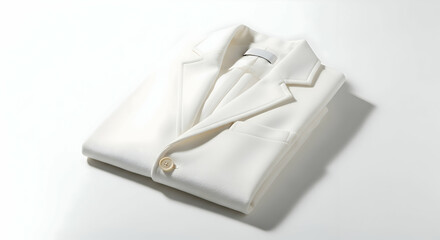Mockup Folded White Blazer Classic Style on Clean White Background
