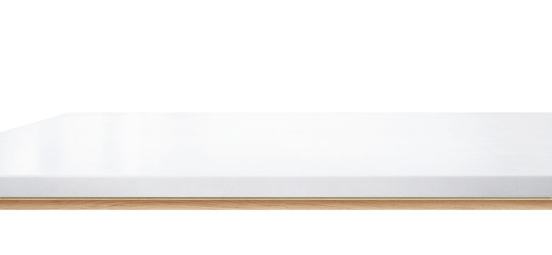 Minimalist white tabletop with wood base on transparent background, ideal for product presentation, food photography, or design mockups..