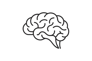 Single line brain silhouette with hand logo design isolated on transparent background