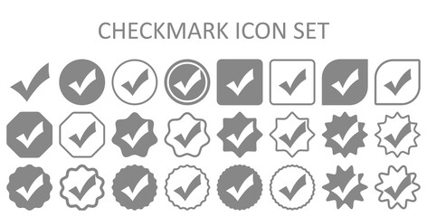 Grey checkmark icon set. Accept checkmark icon set. Approved symbol. Checklist chechkmark icon symbols vector illustration