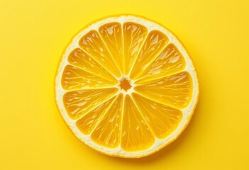 Paper lemon slice, vibrant yellow, realistic texture,  craft,  art