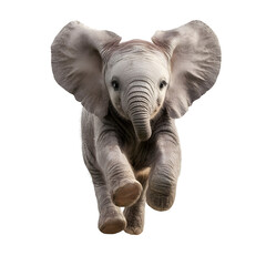 Fototapeta premium Baby elephant jumping isolated on white background white isolated stock clear image colorful colorful image simple image quality picture colorful bright background colorful high colorful stock picture