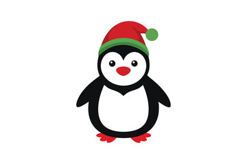 Christmas Penguins Cartoon Vector Illustration Cute Holiday Design on White Background