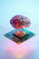 A computer chip with a brain on top of it