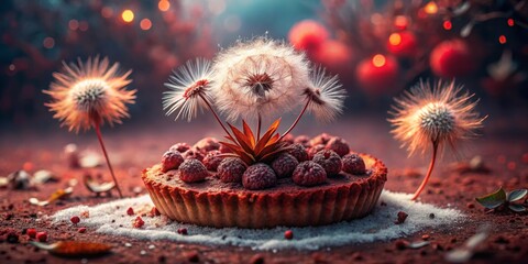 Raspberry Tart with Dandelion Accents