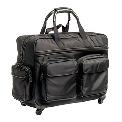 Naklejka premium Black Rolling Duffel Bag Travel Luggage Stylish Design,