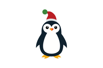 Christmas Penguins Cartoon Vector Illustration Cute Holiday Design on White Background
