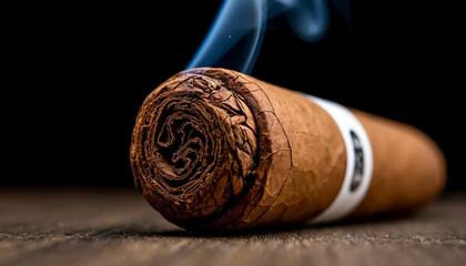 Close-up of a cigar smoking. AI generated.