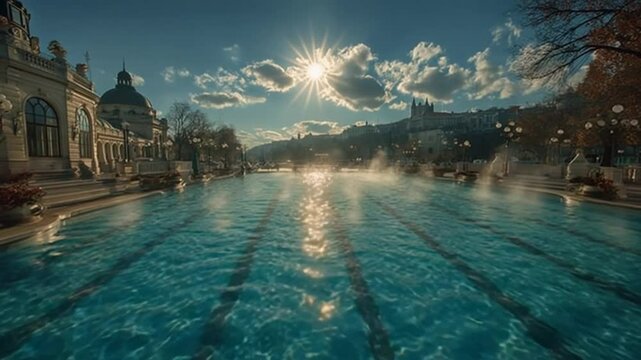 Bathing in Budapest's Thermal Waters: A Serene Morning at Szechenyi Baths Hungary