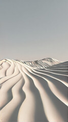 Soft sand dunes with smooth curves under clear sky