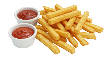 Isolated French Fries with Ketchup