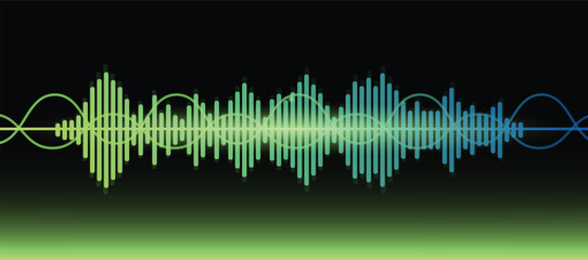 Vector banner with sound wave green frequency wavelength graphic design. Vector Illustration.
