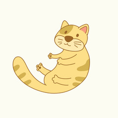 Cute cartoon orange cat laying down and smiling with a playful attitude