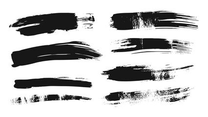 Vintage Chinese brushstrokes collection, abstract black ink grungy lines, vector calligraphy paint strokes, brush line set, straight long hand drawn stripes background, vector illustration.