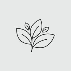 Simple line art leaf branch design element