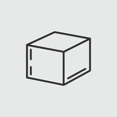 Simple line drawing of a cube shape icon