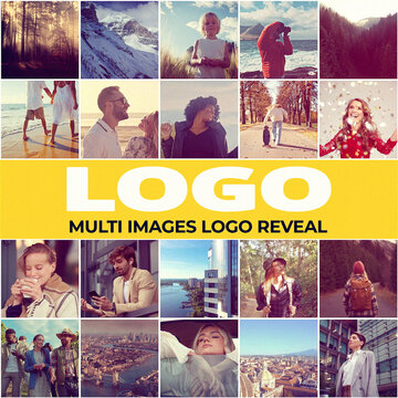 Multi Images Logo Reveal. Square Stories Opener for Social Media.