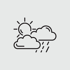 Sunny day with rain clouds weather icon