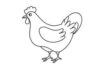 Fototapeta premium Continuous line drawing of a mother hen and chick isolated on transparent background