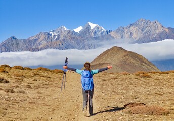 Himalayas, Nepal - The famous hiking on the roof of the world called Annapurna Circuit in Himalaya...