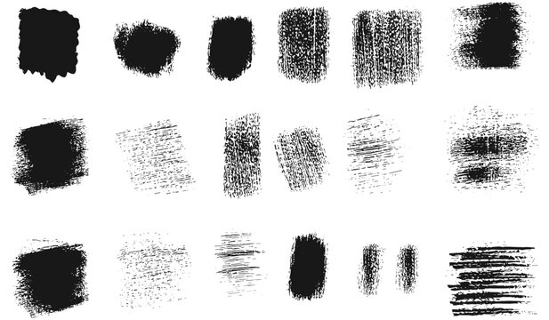 Crayon pencil gritty handdrawn vector texture collection, grungy halftone vintage hatching design elements, black charcoal scribbles on white background, punk grunge hatch textures set