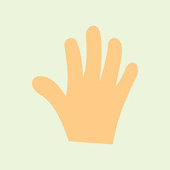 Obraz premium Human hand icon illustration in flat style. Isolated on green background. Design elements of illustration of parts of the human body. Human palm which contains the sense of touch