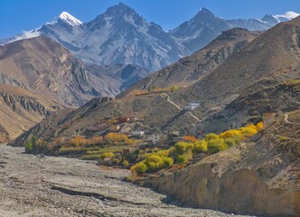 Himalayas, Nepal - The famous hiking on the roof of the world called Annapurna Circuit in Himalaya...
