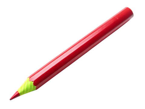 red pencil isolated on transparent background.