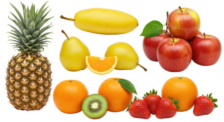 Isolated Assorted Fresh Fruits
