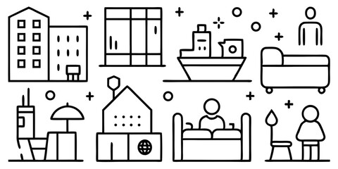set of silhouettes of bottles and glasses