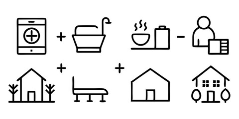 set of icons of kitchen utensils