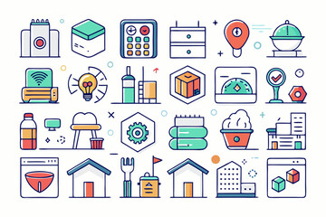 travel flat icons set