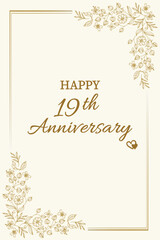 Elegant Floral Happy 19th Anniversary Card