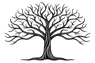 Obraz premium Single line tree design isolated on transparent background