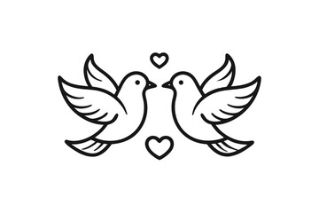 Obraz premium Two doves facing each other with hearts design isolated on transparent background