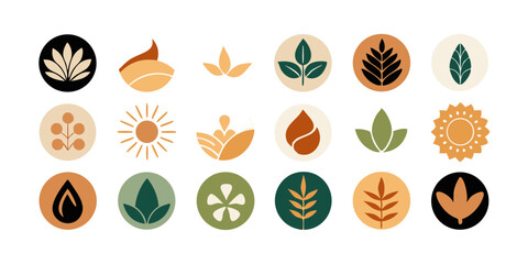 Abstract organic story set cover templates isolated on transparent background