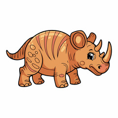 Fototapeta premium Happy Baby Rhino Cartoon Illustration with Orange Stripes for Kids
