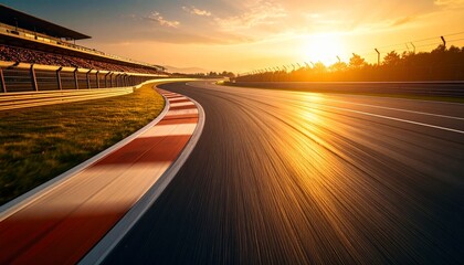 Racing track asphalt surface at sunny day in motion