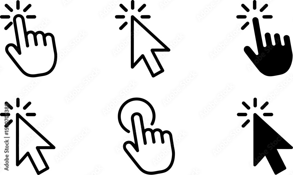 Poster click cursor hand pointer icon vector illustration graphic design for website and application 100 px