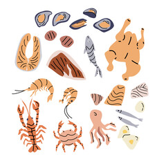 Mediterranean cuisine ingredients collection for culinary design.