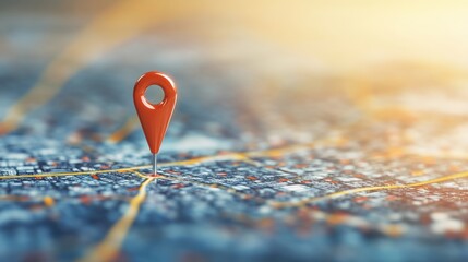Red location pin on a city map highlighting an important destination