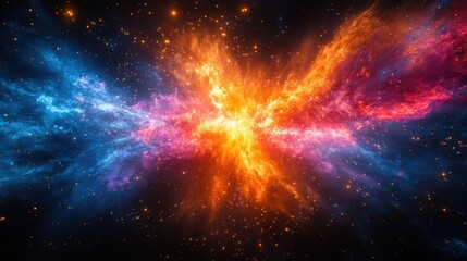 Naklejka premium Energy burst with vibrant explosion of colors in abstract movement pattern.